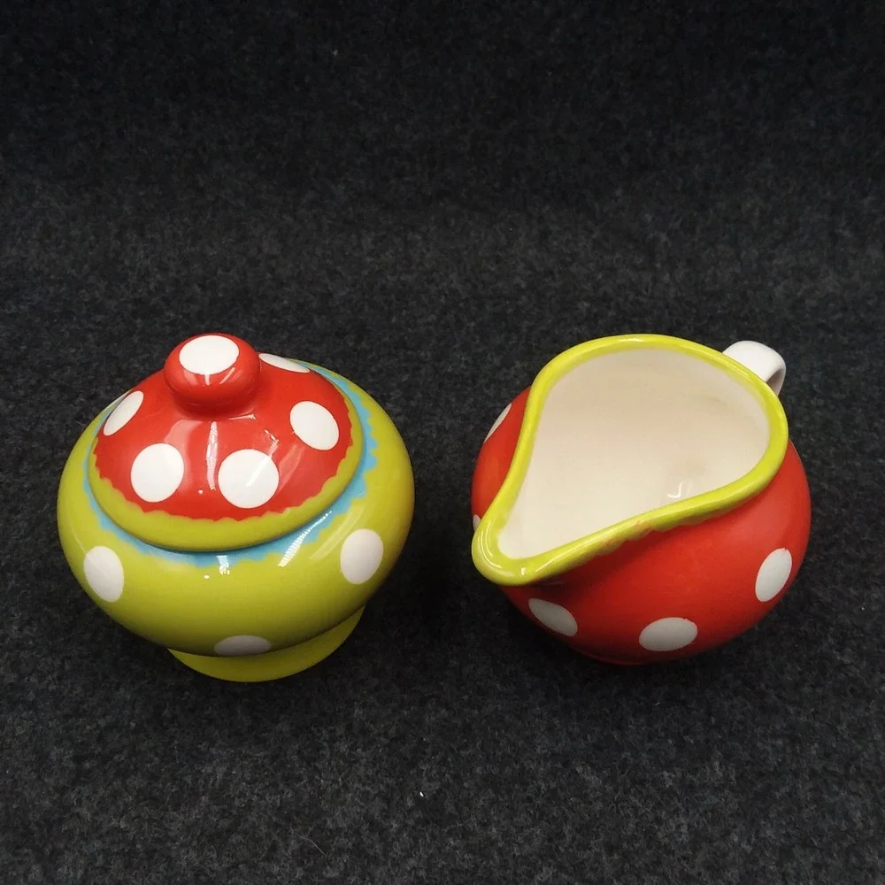 Spiegelburg‎ Garden Mini Creamer & Sugar Bowl Polka Dot Mushroom Whimsy Germany